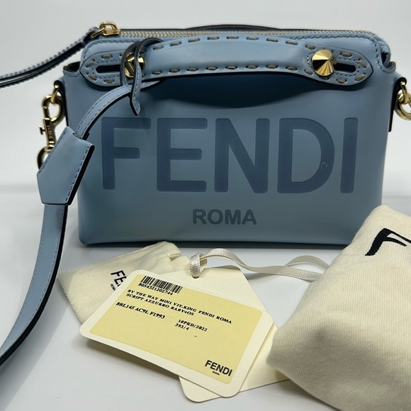 Fendi By The Way blue leather mini shoulder bag with dust bag & tags - Picture 2 of 16